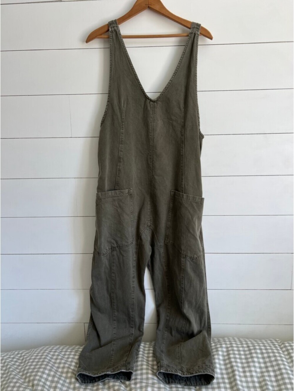 FP We The Free High Roller Jumpsuit Women's Size Small Olive Boho Summer Beachy